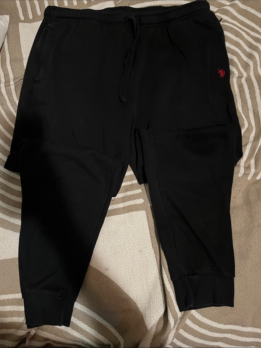 U.S. Polo Assn. Black Jogger Sweatpants with Red Logo